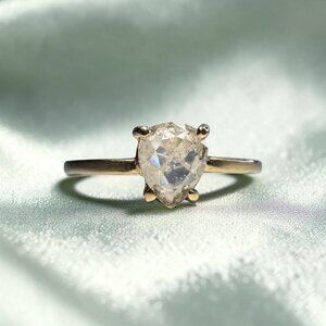 14K Gold Salt & Pepper Pear Diamond Ring - .40CT -Size 5 Dainty Icy Diamond Ring